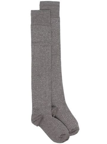 peserico metallic-thread lurex socks - grey