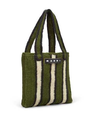 marni market knitted style tote bag - green