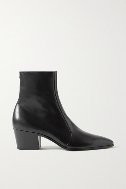 SAINT LAURENT - Vassily Leather Ankle Boots - Black