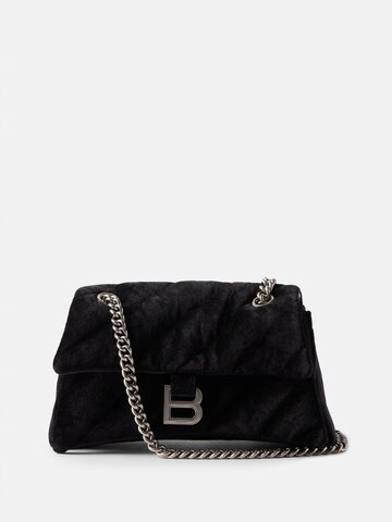 balenciaga - crush s quilted-velvet shoulder bag - womens - black
