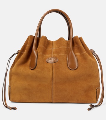 tod's di small suede bucket bag in brown