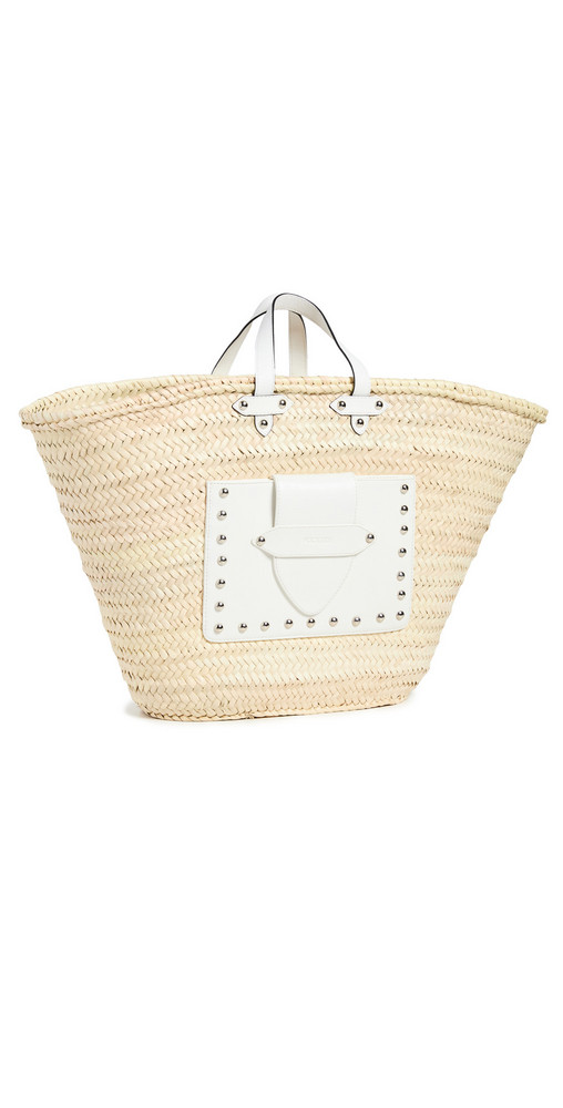 Poolside Bags Large Studded Beach Tote in natural / white