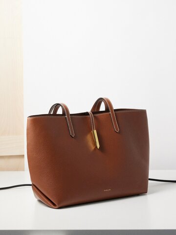 demellier - tokyo small grained-leather tote bag - womens - tan