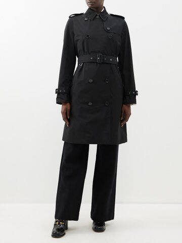 burberry - kensington longline trench coat - womens - black