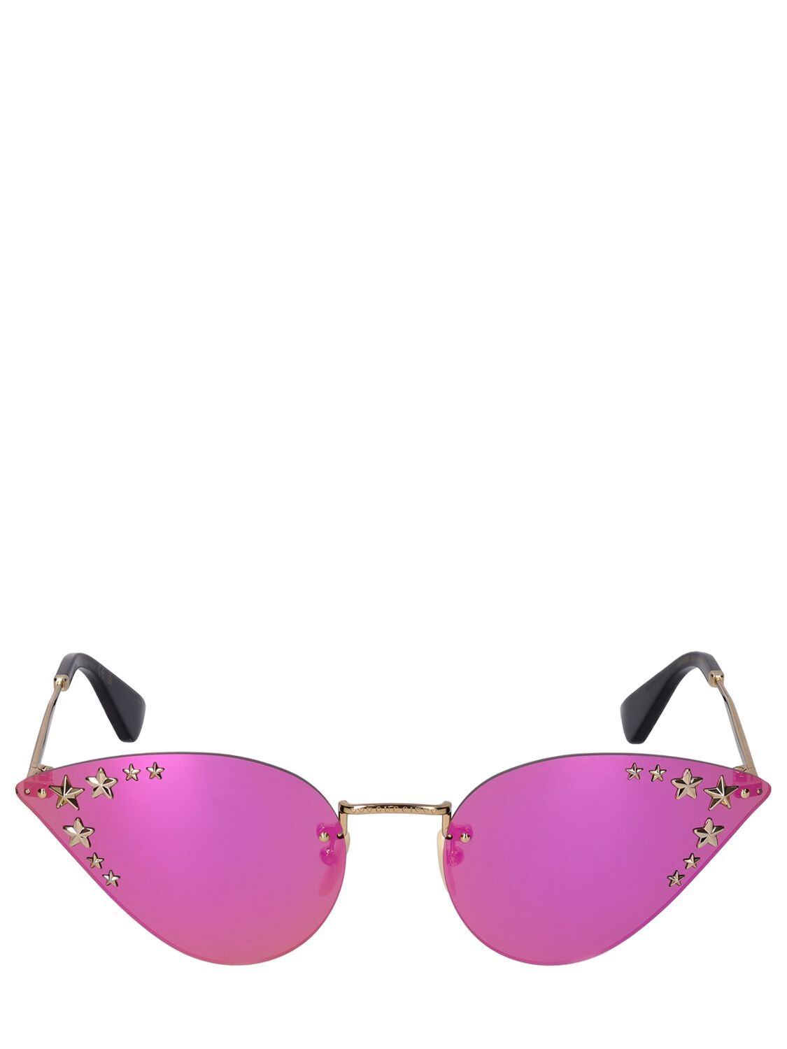 GUCCI Cate-eye Metal Sunglasses W/ Crystals in gold / pink