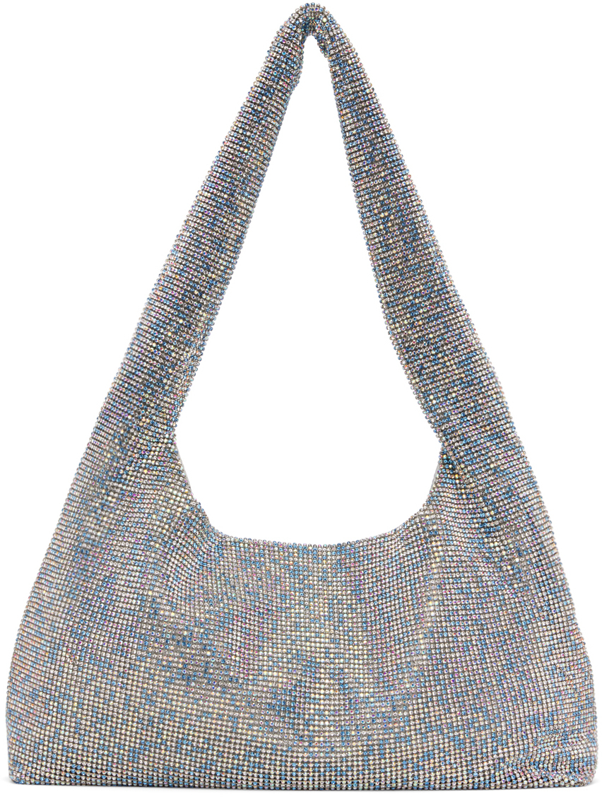 KARA Blue Crystal Mesh Armpit Bag