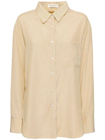 the frankie shop lui cotton blend oxford shirt in black / yellow