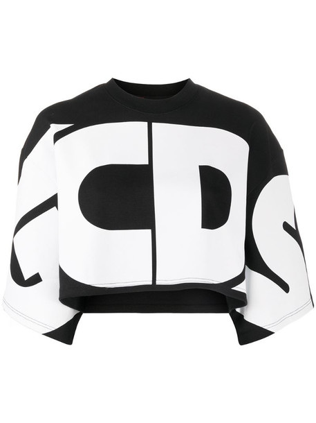 Gcds oversized logo crop top in black