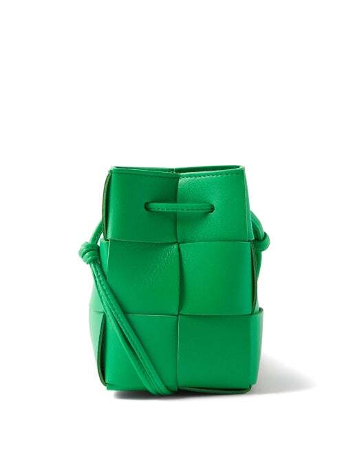Bottega Veneta - Cassette Mini Intrecciato Leather Bucket Bag - Womens - Green