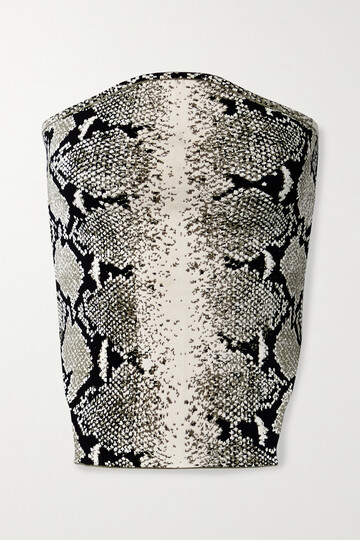 khaite - dillon strapless jacquard-knit bustier top - animal print