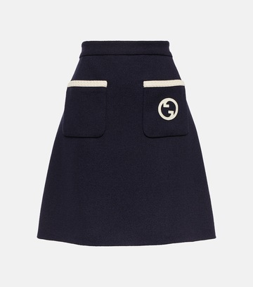 gucci high-rise tweed miniskirt in blue