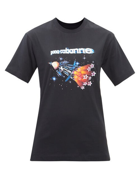 Paco Rabanne - Rocket Logo Cotton-jersey T-shirt - Womens - Black Multi