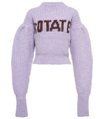 Rotate Birger Christensen Adley wool-blend cropped sweater in purple