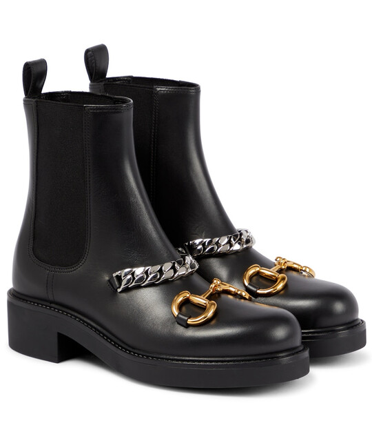 Gucci Embellished leather Chelsea boots in black