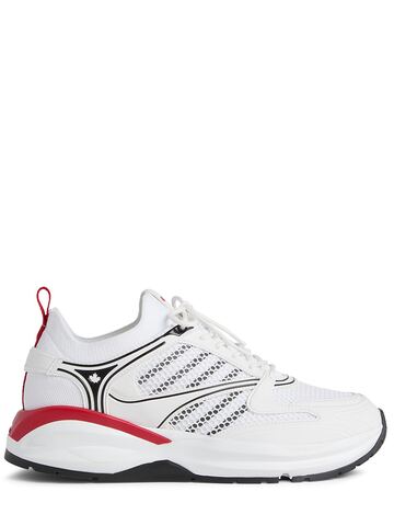 dsquared2 s24 dash leather & mesh sneakers in silver