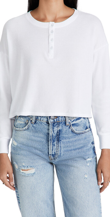 SUNDRY Thermal Boxy Henley in white