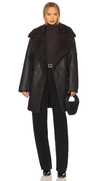 citizens of humanity elodie shearling coat in brown