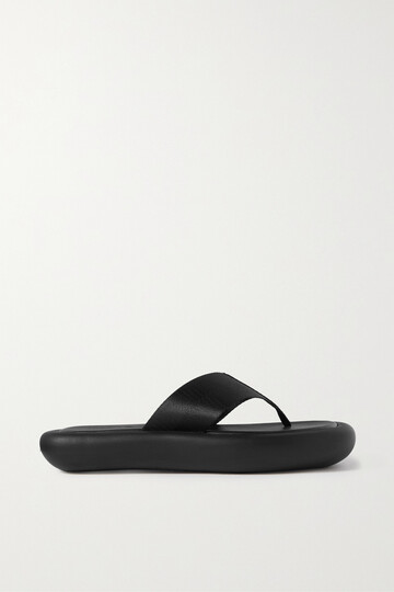 st. agni - leather platform flip flops - black