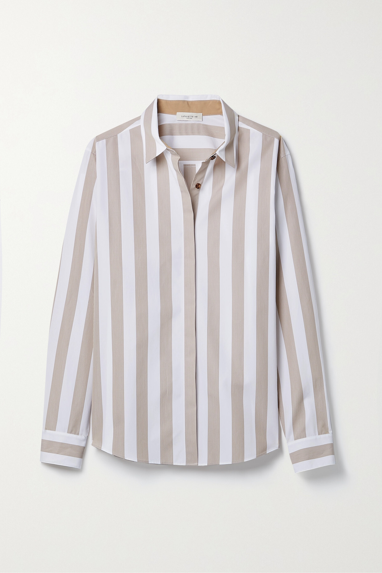 Lafayette148 - Rae Striped Cotton-poplin Shirt - Neutrals