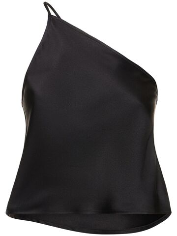 anine bing mandy asymmetric silk top in black