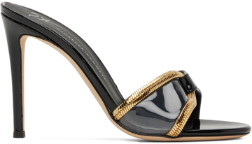 giuseppe zanotti black chain 105 heeled sandals