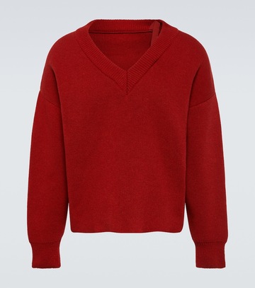 jacquemus la maille sargas asymmetric sweater in red