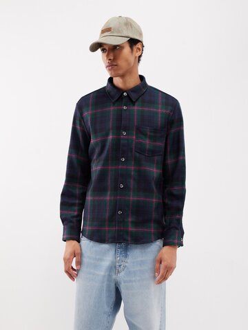 a.p.c. a.p.c. - valerian checked recycled-wool shirt - mens - navy multi