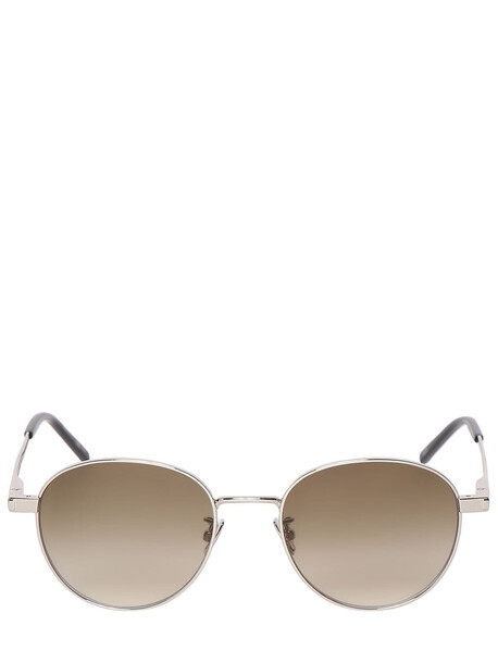 SAINT LAURENT 533 Large Oval Metal Sunglasses in silver