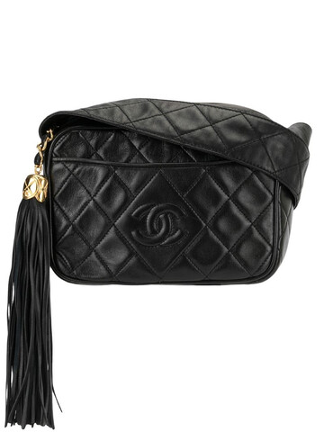 Chanel Pre-Owned 1992s quilted fringe crossbody shoulder bag in black