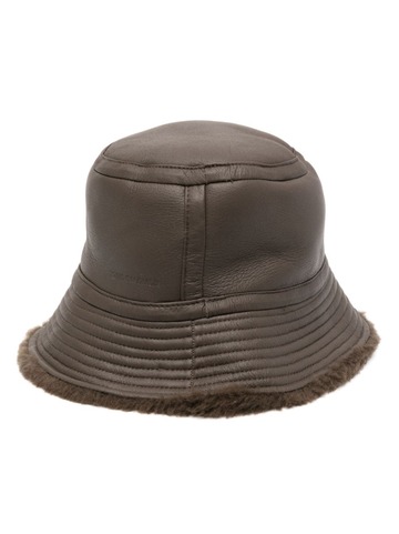 yves salomon leather bucket hat - brown