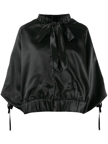 Parlor pussy-bow pullover jacket in black