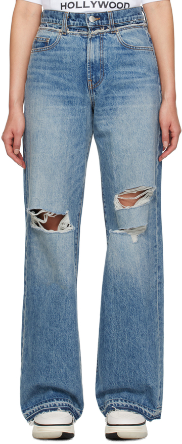 amiri indigo double waistband jeans