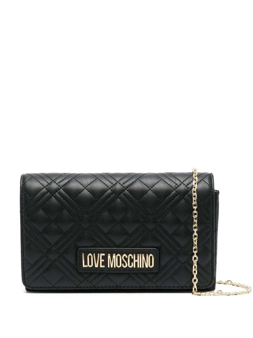 Love Moschino logo quilted-finish crossbody bag - Black
