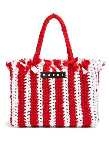 marni market interwoven striped cotton tote bag - red