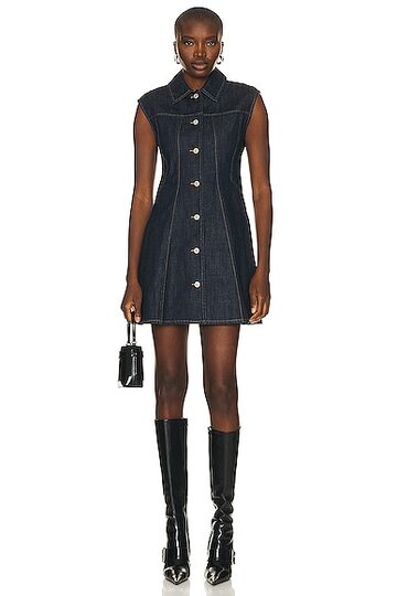 givenchy fitted button up denim dress in blue