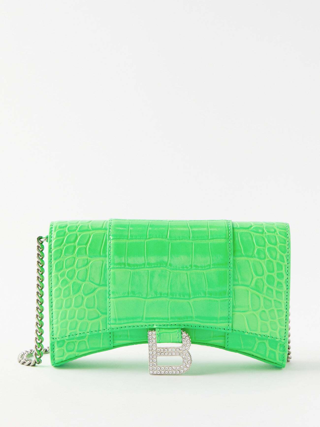 Balenciaga - Hourglass Crocodile-effect Leather Cross-body Bag - Womens - Green