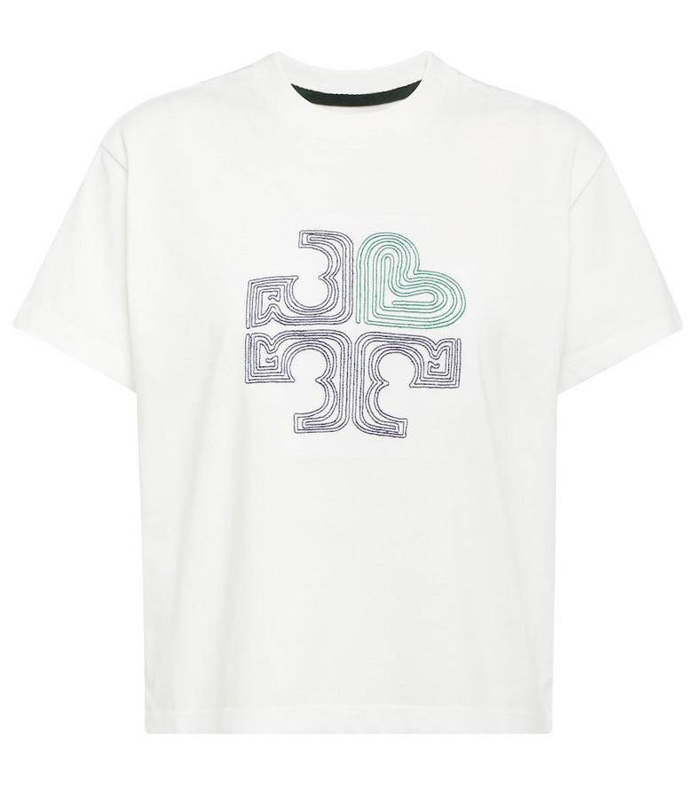 Tory Sport Heart logo print cotton-blend T-shirt in white