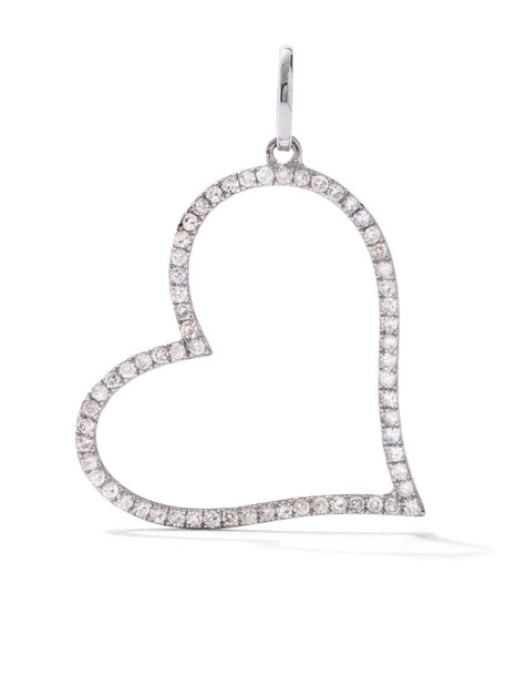 AS29 18kt white gold pave diamond Open Heart pendant in silver