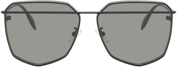 Alexander McQueen Black Piercing Shield Sunglasses