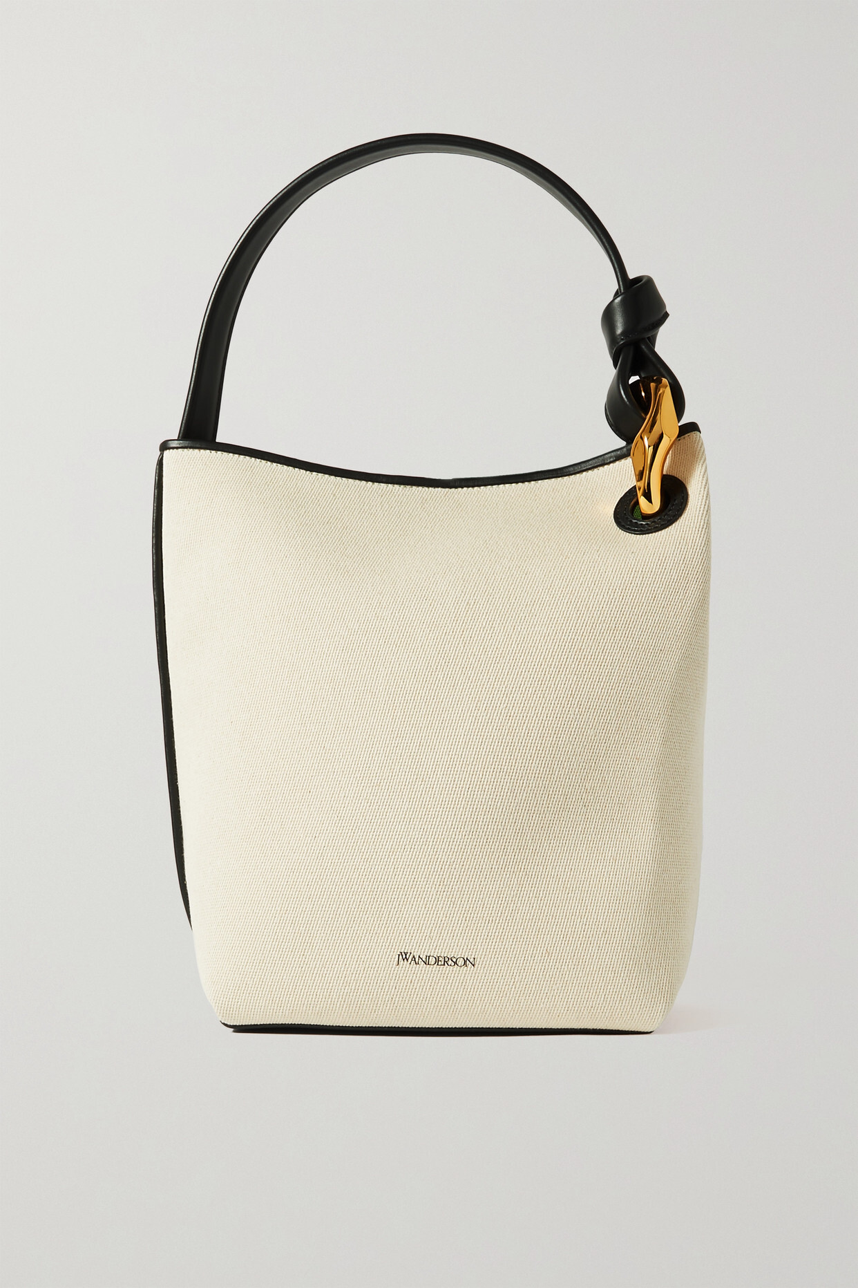 JW Anderson - Chain-embellished Leather-trimmed Cotton-canvas Bucket Bag - Cream