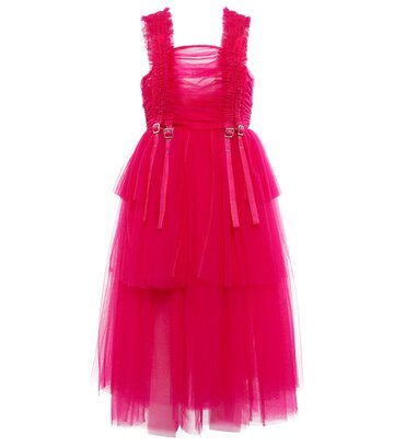 noir kei ninomiya ruffle-trimmed tulle midi dress in pink