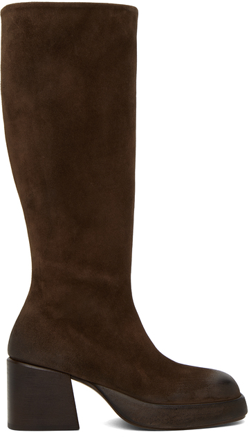 marsèll brown plattino tall boots in chocolate