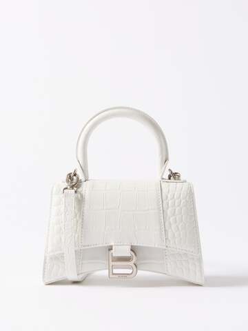 balenciaga - hourglass xs croc-effect leather cross-body bag - womens - white