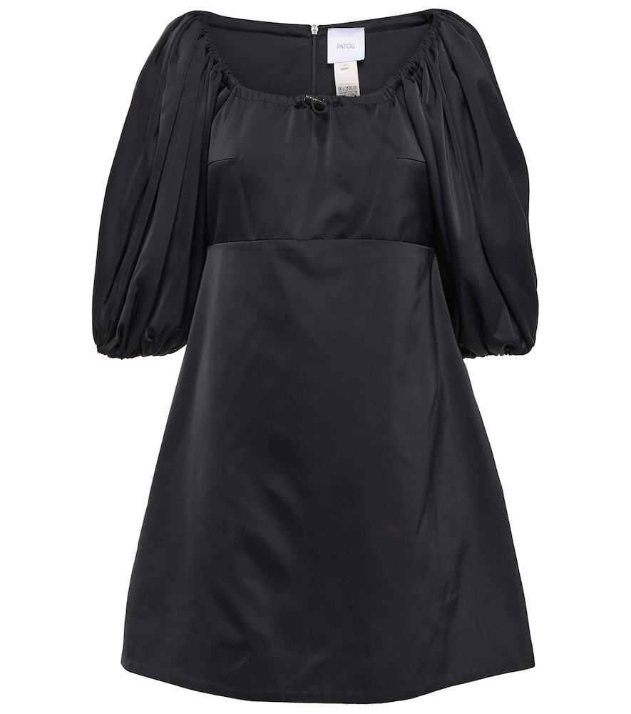 Patou Off-shoulder satin minidress in black