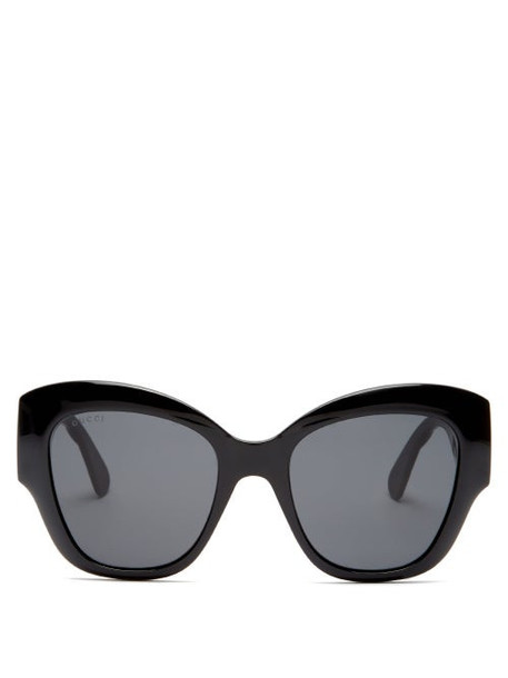 Gucci - GG-logo Quilted Cat-eye Acetate Sunglasses - Womens - Black Grey