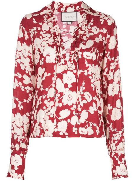 Alexis poppy print blouse in red