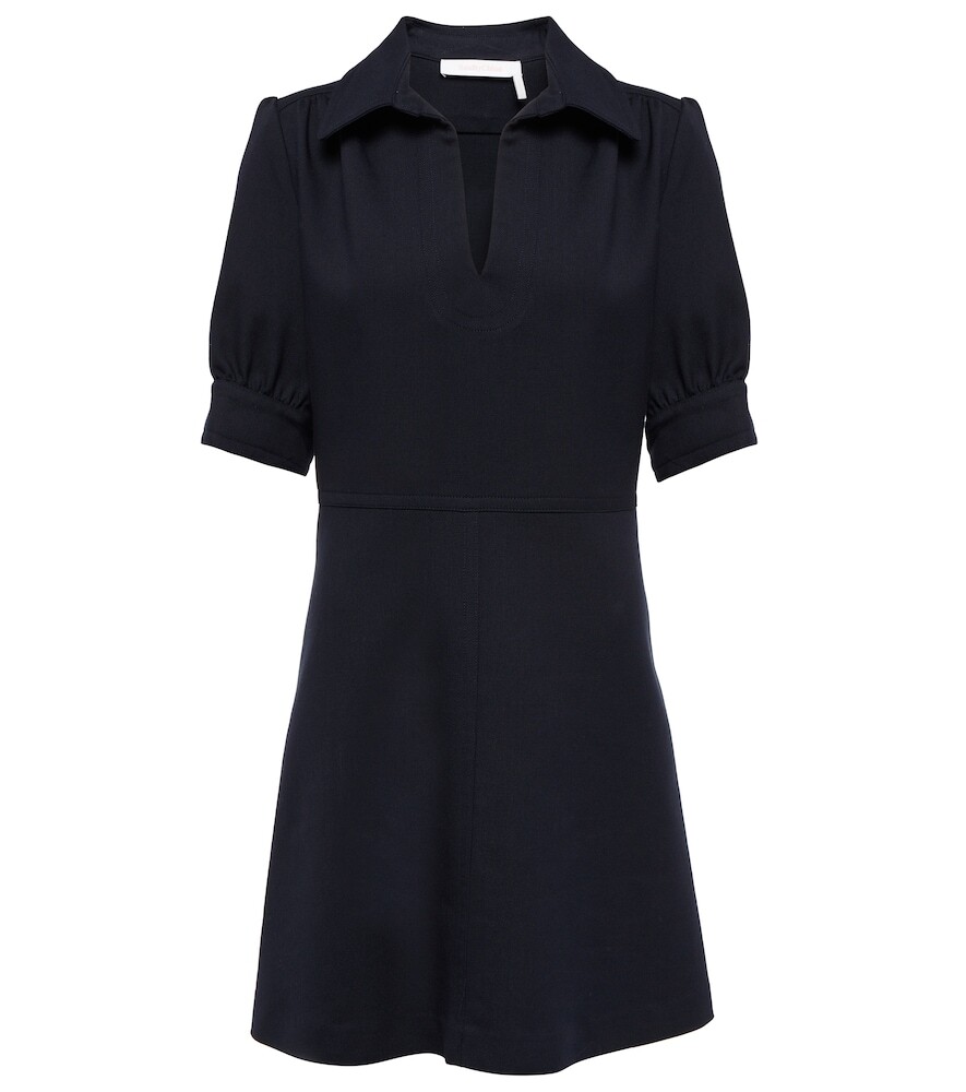 See By Chloé A-line cotton-blend minidress in blue
