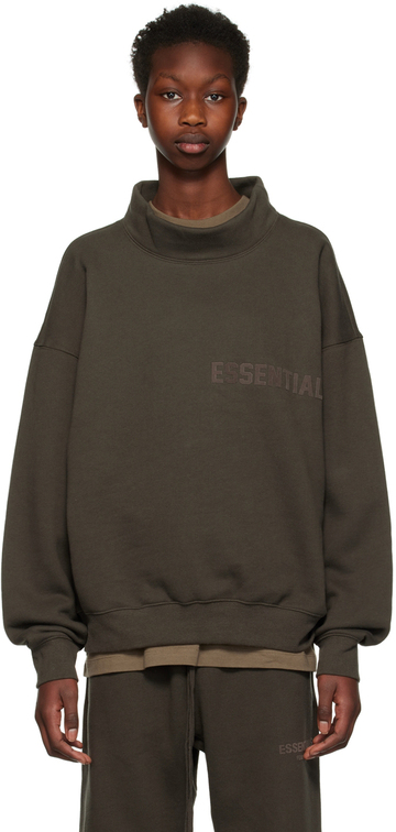 Essentials Gray Mock Neck Sweatshirt in black