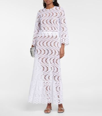 giambattista valli broderie anglaise cotton midi skirt in white
