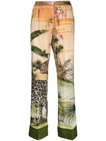 F.R.S For Restless Sleepers jungle silk-blend palazzo trousers in orange